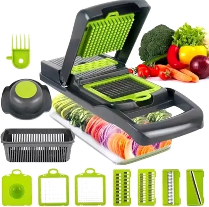 16 IN1 Mandoline Slicer Veggie Food Chopper Vegetable Cutter Tomato Carrot Grater Cheese French Onion Shredders Kitchen Tool - Trendigo