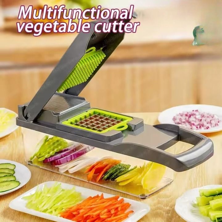 16 IN1 Mandoline Slicer Veggie Food Chopper Vegetable Cutter Tomato Carrot Grater Cheese French Onion Shredders Kitchen Tool - Trendigo
