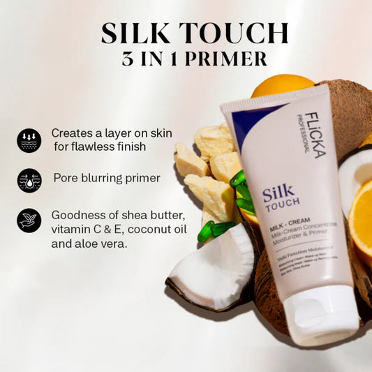 Flicka 3-in-1 Silk Touch Primer For Flawless makeup base – Hydrate, Blur pores & Perfect glowy base - Trendigo