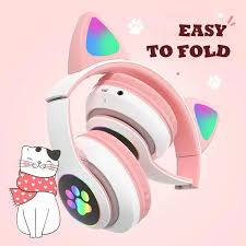 live viedo girls STN28 Cute Cat Ears Wireless Bluetooth headphone - Trendigo